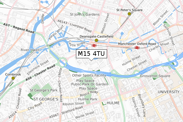 M15 4TU map - small scale - OS Open Zoomstack (Ordnance Survey)