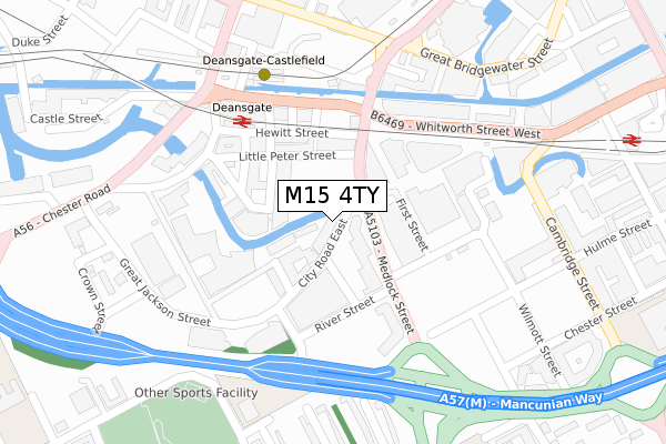 M15 4TY map - large scale - OS Open Zoomstack (Ordnance Survey)