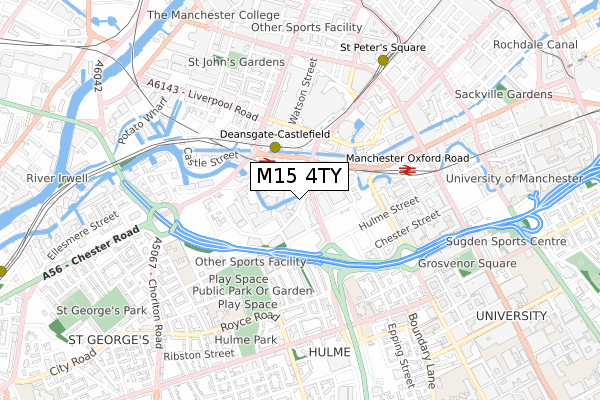 M15 4TY map - small scale - OS Open Zoomstack (Ordnance Survey)