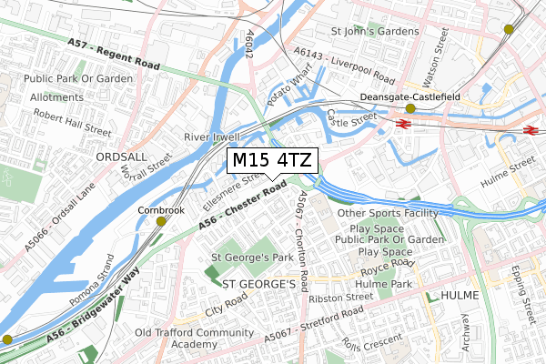 M15 4TZ map - small scale - OS Open Zoomstack (Ordnance Survey)