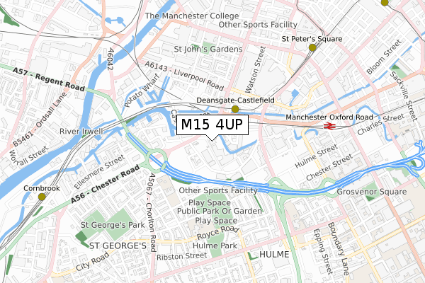 M15 4UP map - small scale - OS Open Zoomstack (Ordnance Survey)