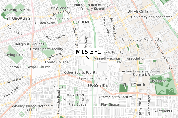 M15 5FG map - small scale - OS Open Zoomstack (Ordnance Survey)