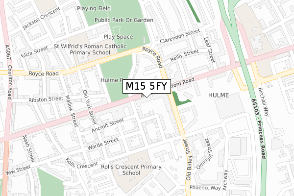 M15 5FY map - large scale - OS Open Zoomstack (Ordnance Survey)