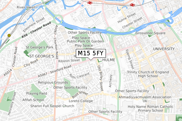 M15 5FY map - small scale - OS Open Zoomstack (Ordnance Survey)