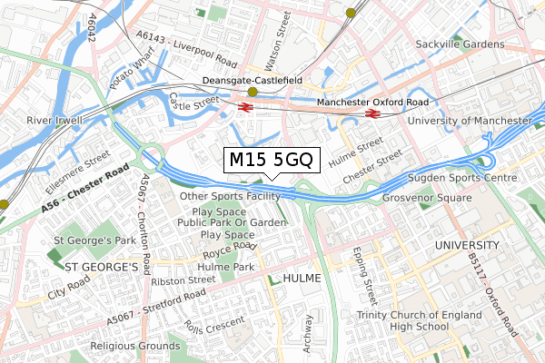 M15 5GQ map - small scale - OS Open Zoomstack (Ordnance Survey)