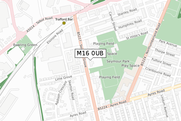 M16 0UB map - large scale - OS Open Zoomstack (Ordnance Survey)