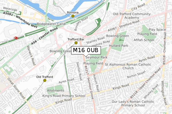 M16 0UB map - small scale - OS Open Zoomstack (Ordnance Survey)