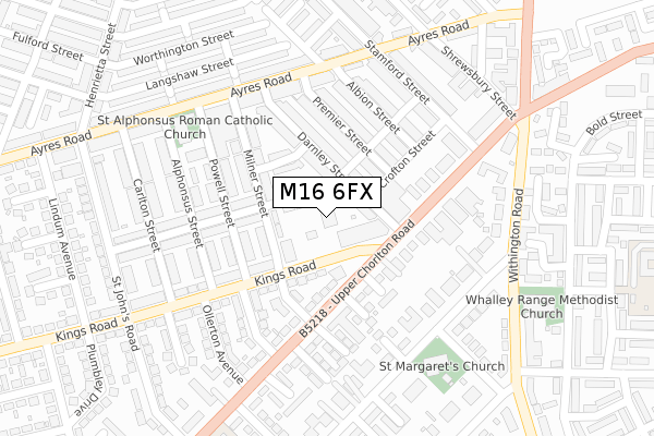 M16 6FX map - large scale - OS Open Zoomstack (Ordnance Survey)