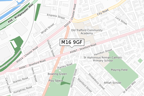 M16 9GF map - large scale - OS Open Zoomstack (Ordnance Survey)