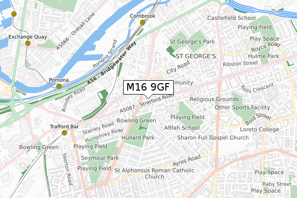 M16 9GF map - small scale - OS Open Zoomstack (Ordnance Survey)