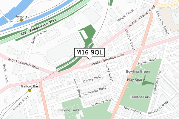 M16 9QL map - large scale - OS Open Zoomstack (Ordnance Survey)