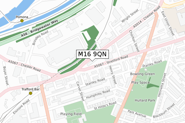 M16 9QN map - large scale - OS Open Zoomstack (Ordnance Survey)