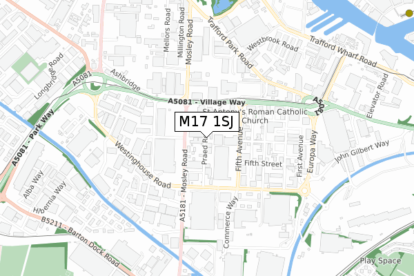 M17 1SJ map - small scale - OS Open Zoomstack (Ordnance Survey)