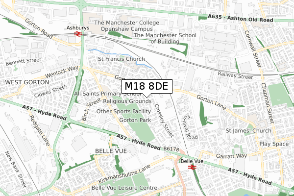 M18 8DE map - small scale - OS Open Zoomstack (Ordnance Survey)