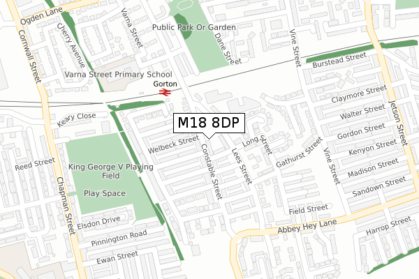 M18 8DP map - large scale - OS Open Zoomstack (Ordnance Survey)