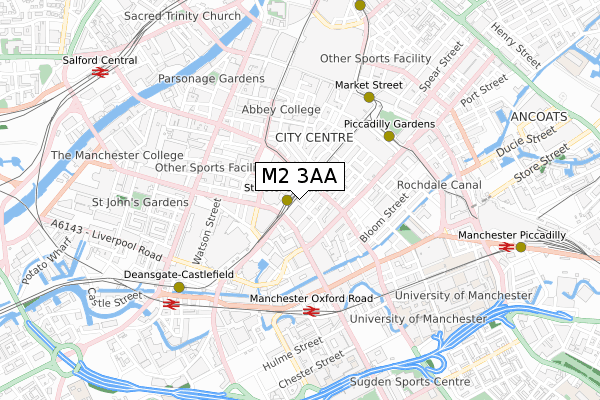 M2 3AA map - small scale - OS Open Zoomstack (Ordnance Survey)