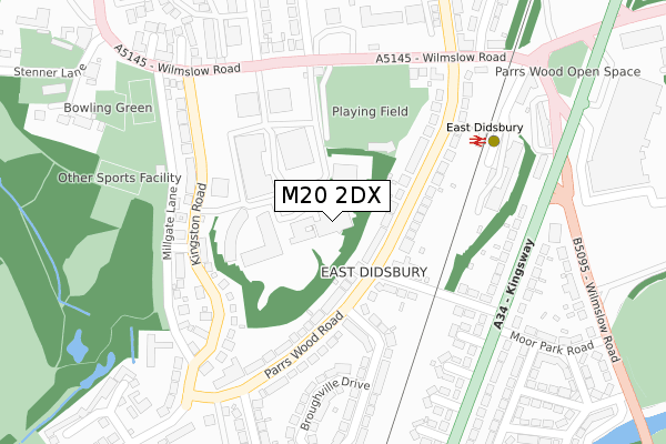 M20 2DX map - large scale - OS Open Zoomstack (Ordnance Survey)