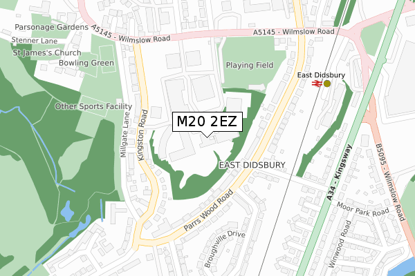 M20 2EZ map - large scale - OS Open Zoomstack (Ordnance Survey)