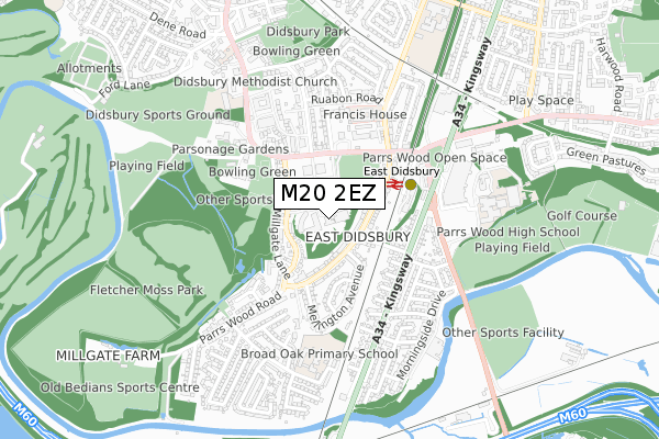 M20 2EZ map - small scale - OS Open Zoomstack (Ordnance Survey)