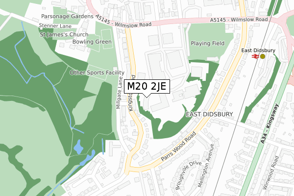 M20 2JE map - large scale - OS Open Zoomstack (Ordnance Survey)