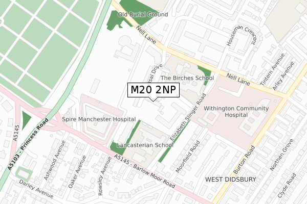 M20 2NP map - large scale - OS Open Zoomstack (Ordnance Survey)