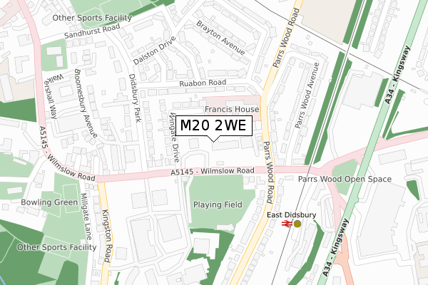 M20 2WE map - large scale - OS Open Zoomstack (Ordnance Survey)