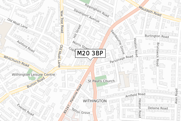M20 3BP map - large scale - OS Open Zoomstack (Ordnance Survey)