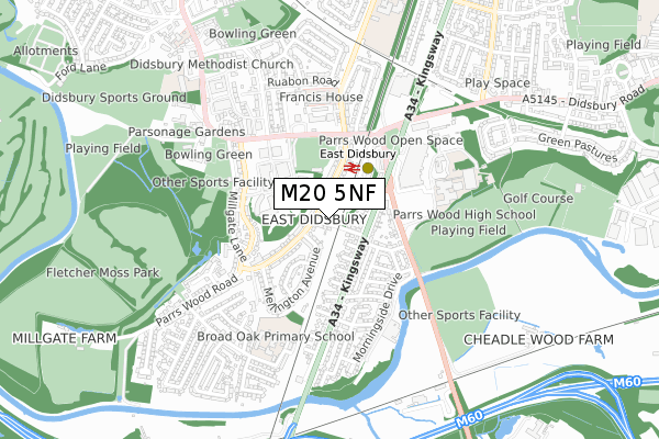 M20 5NF map - small scale - OS Open Zoomstack (Ordnance Survey)