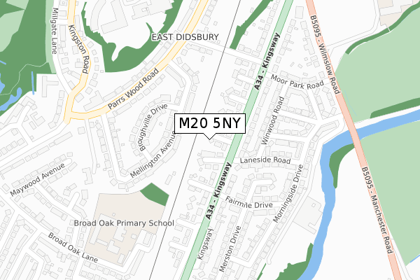 M20 5NY map - large scale - OS Open Zoomstack (Ordnance Survey)