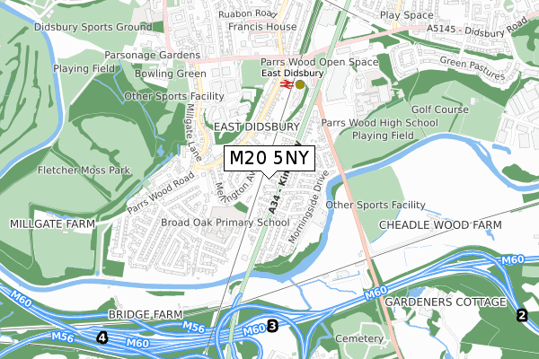 M20 5NY map - small scale - OS Open Zoomstack (Ordnance Survey)