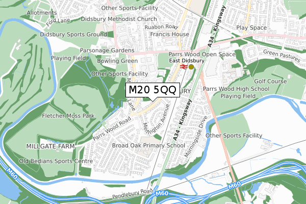 M20 5QQ map - small scale - OS Open Zoomstack (Ordnance Survey)