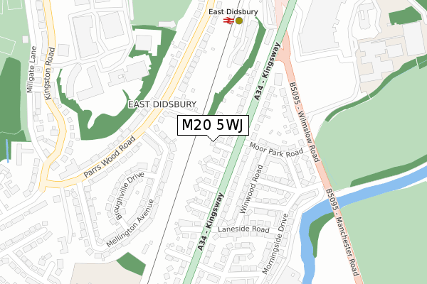 M20 5WJ map - large scale - OS Open Zoomstack (Ordnance Survey)