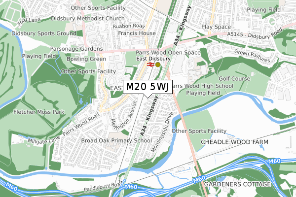 M20 5WJ map - small scale - OS Open Zoomstack (Ordnance Survey)