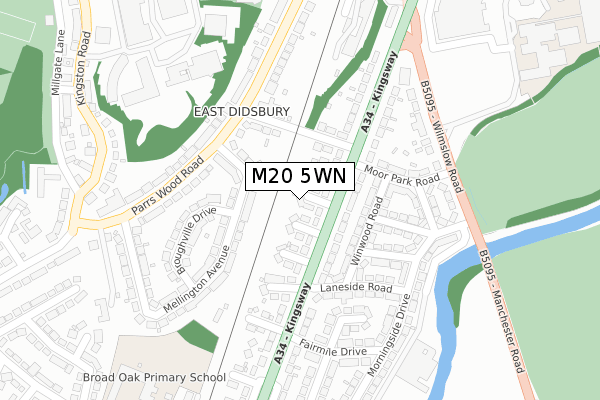 M20 5WN map - large scale - OS Open Zoomstack (Ordnance Survey)