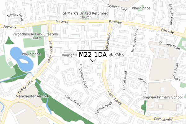 M22 1DA map - large scale - OS Open Zoomstack (Ordnance Survey)