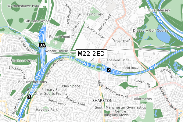 M22 2ED map - small scale - OS Open Zoomstack (Ordnance Survey)