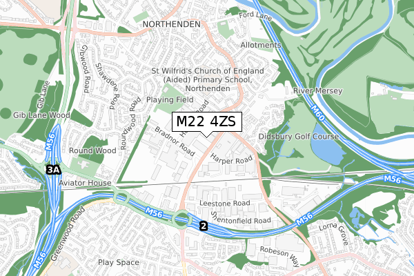 M22 4ZS map - small scale - OS Open Zoomstack (Ordnance Survey)