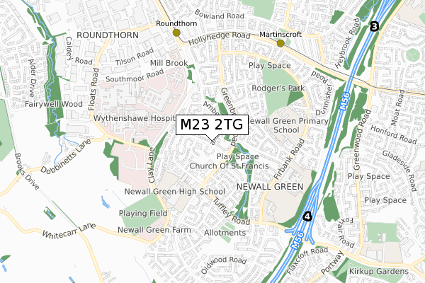 M23 2TG map - small scale - OS Open Zoomstack (Ordnance Survey)