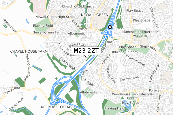 M23 2ZT map - small scale - OS Open Zoomstack (Ordnance Survey)