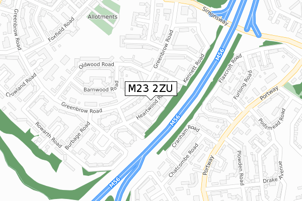 M23 2ZU map - large scale - OS Open Zoomstack (Ordnance Survey)