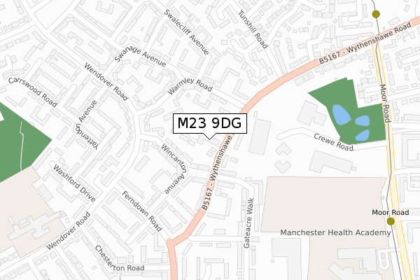 M23 9DG map - large scale - OS Open Zoomstack (Ordnance Survey)