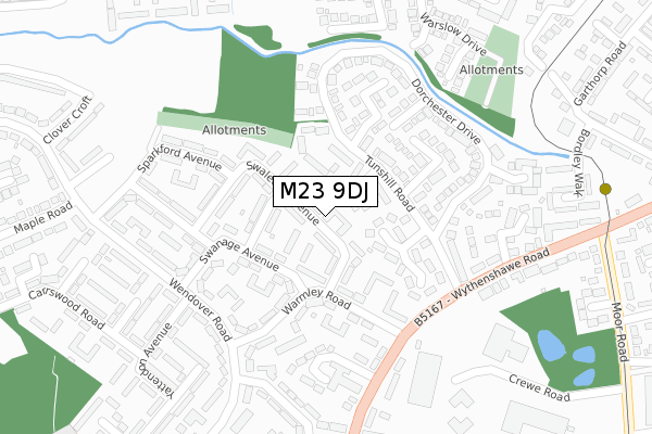 M23 9DJ map - large scale - OS Open Zoomstack (Ordnance Survey)