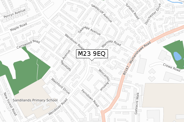 M23 9EQ map - large scale - OS Open Zoomstack (Ordnance Survey)