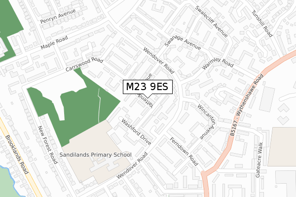 M23 9ES map - large scale - OS Open Zoomstack (Ordnance Survey)