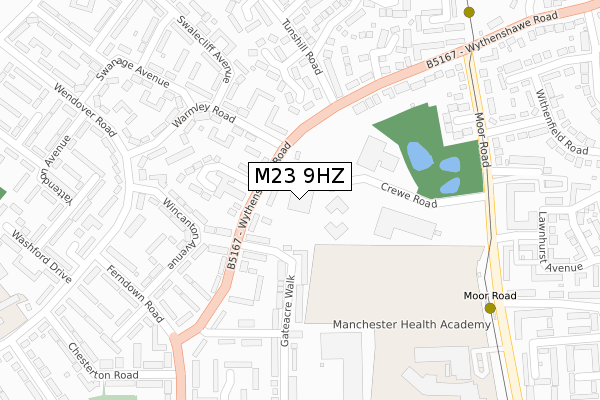 M23 9HZ map - large scale - OS Open Zoomstack (Ordnance Survey)