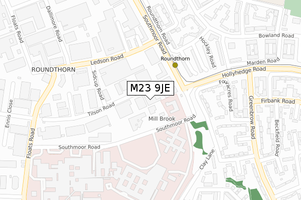 M23 9JE map - large scale - OS Open Zoomstack (Ordnance Survey)