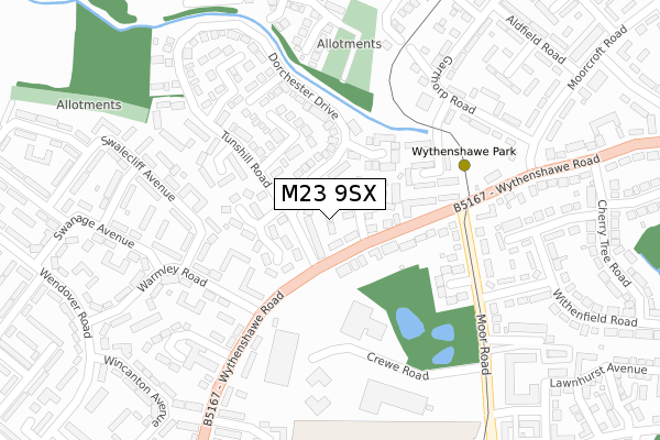 M23 9SX map - large scale - OS Open Zoomstack (Ordnance Survey)