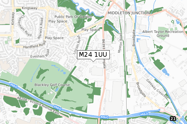 M24 1UU map - small scale - OS Open Zoomstack (Ordnance Survey)