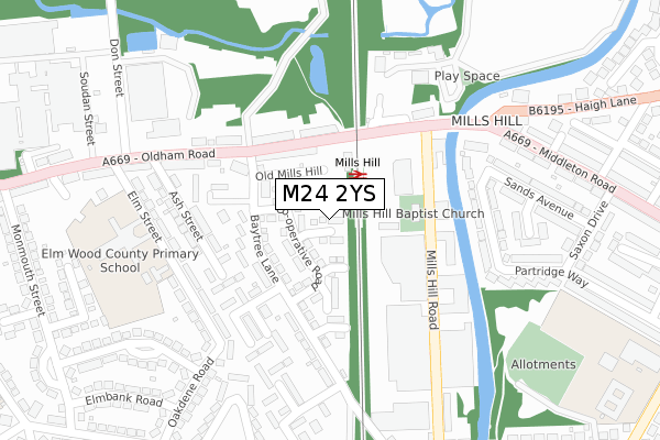 M24 2YS map - large scale - OS Open Zoomstack (Ordnance Survey)