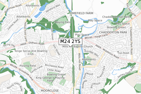 M24 2YS map - small scale - OS Open Zoomstack (Ordnance Survey)